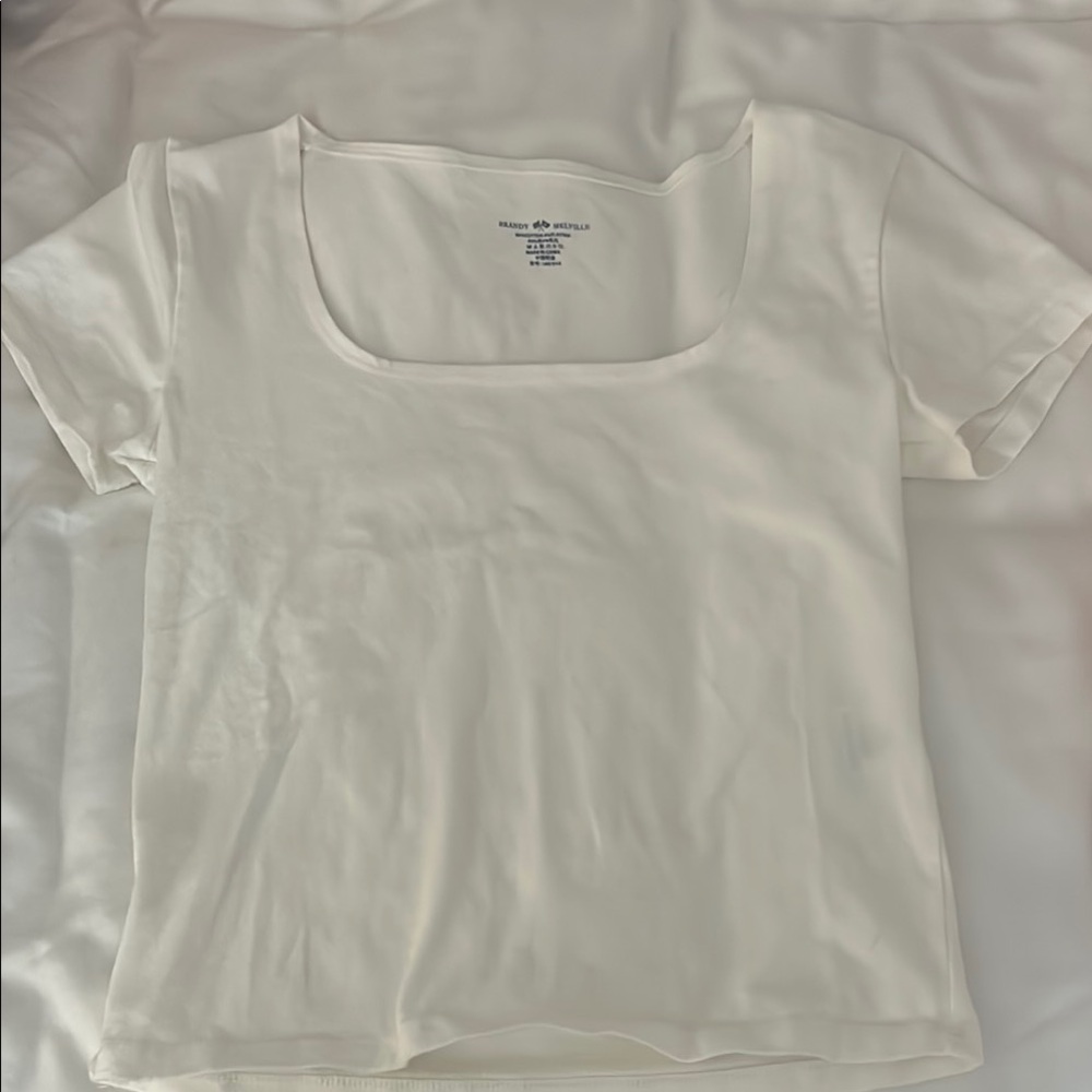 Brandy Melville White Square Neck Tee (never worn)